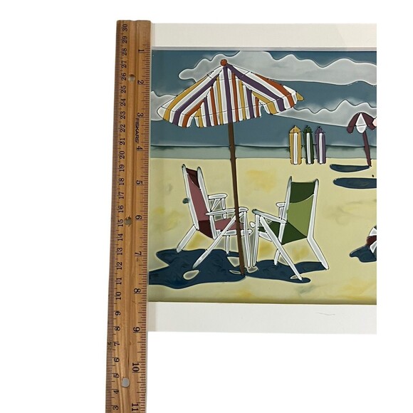 Beach Scene 3 D Art On Glass Stain Glass Style Colorful Wall Decor Picture Coast - Picture 14 of 14